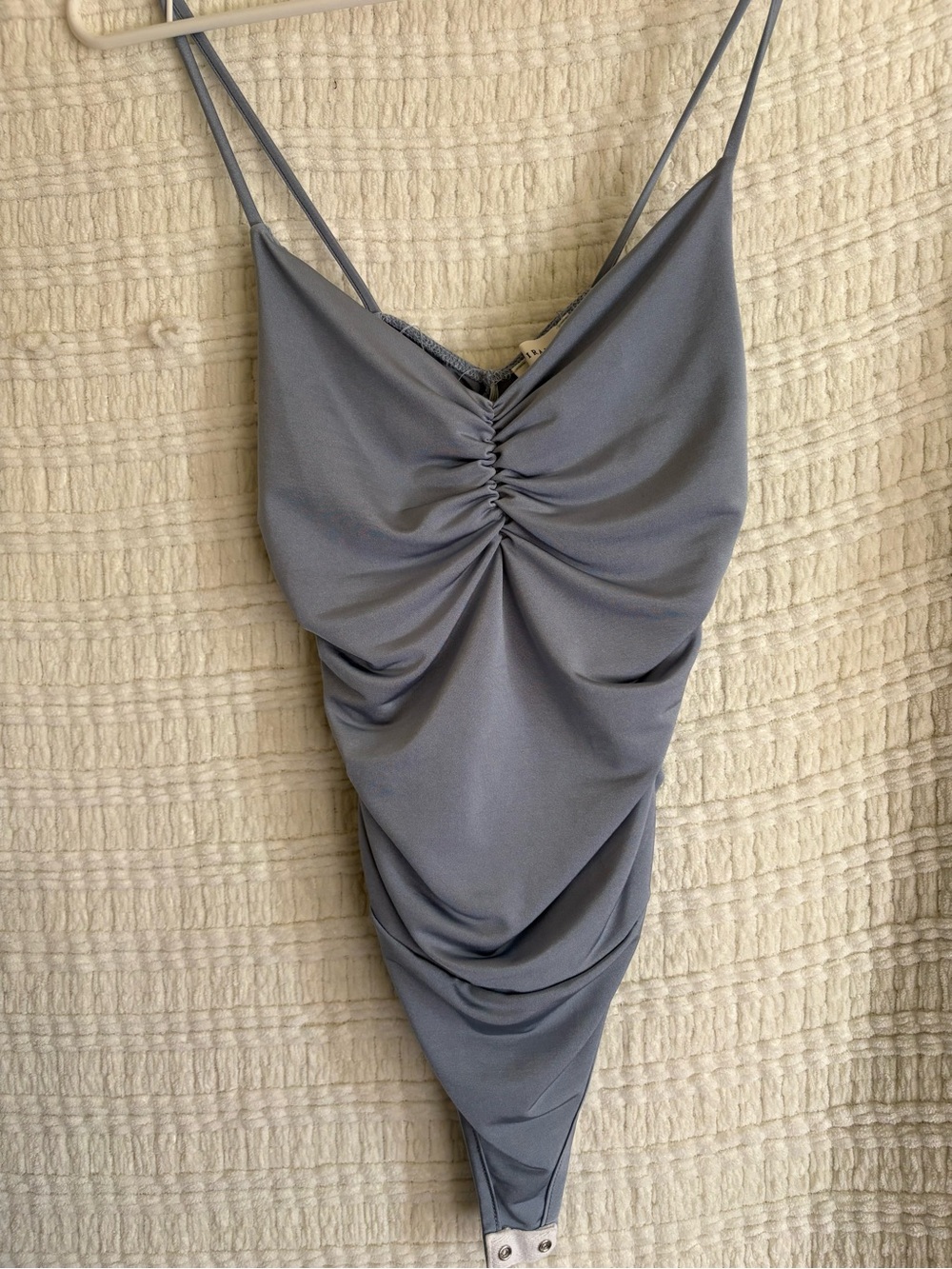 Ruched Spaghetti Strap Bodycon Dress - Slate Blue